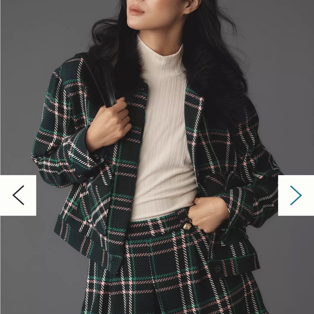 Maeve Green Plaid Pea Coat